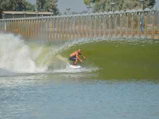 Kelly Slater surfs a wave at the Surf Ranch during the Breitling Summit in Lemoore, California. Plans are under way to bring the experience to Coolum. Photo: Getty Images