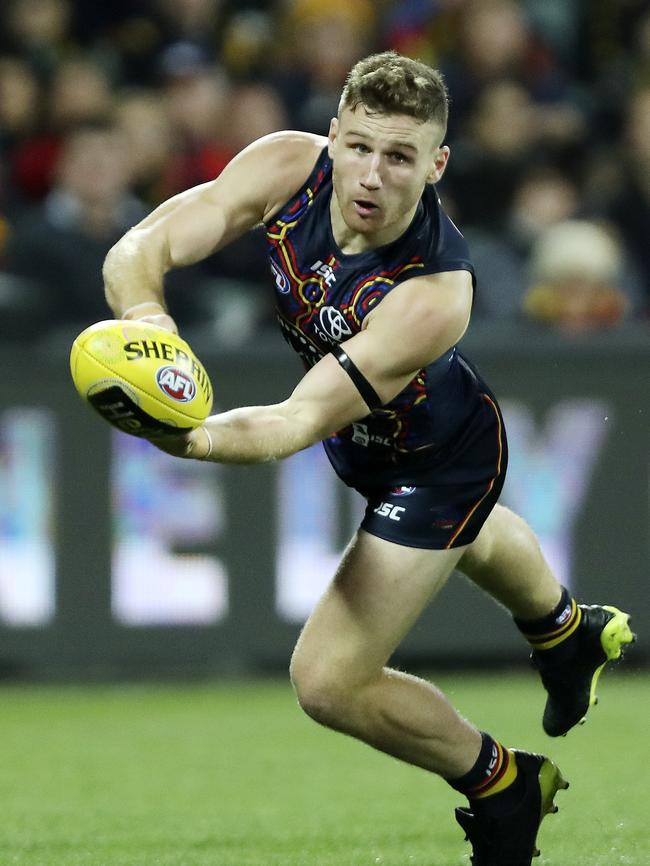 Rory Laird will miss for the Crows with a fractured hand. Picture Sarah Reed