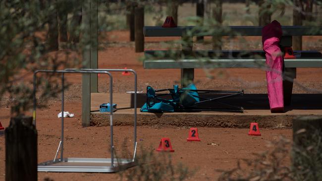 The crime scene at the Connor Well roadside stop. Picture: Jeff Tan