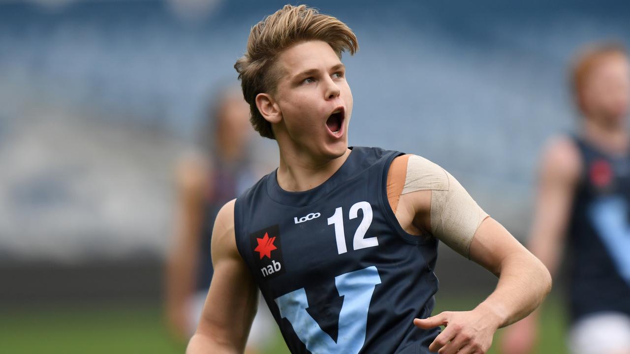 Will Ashcroft, celebrating during the 2021 AFL Under-17 Championships, is one of this year’s top prospects. Picture: Getty Images