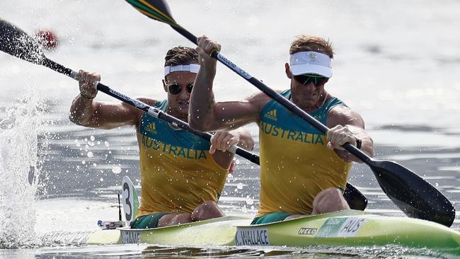 Lachie Tame and Ken Wallace on their way to the medal podium in Rio four years ago.