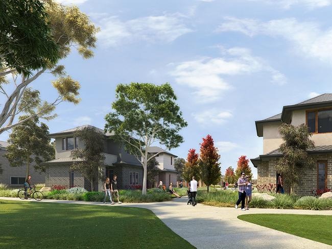 An artists’ impression of Kingswood Dingley Village from 2017.