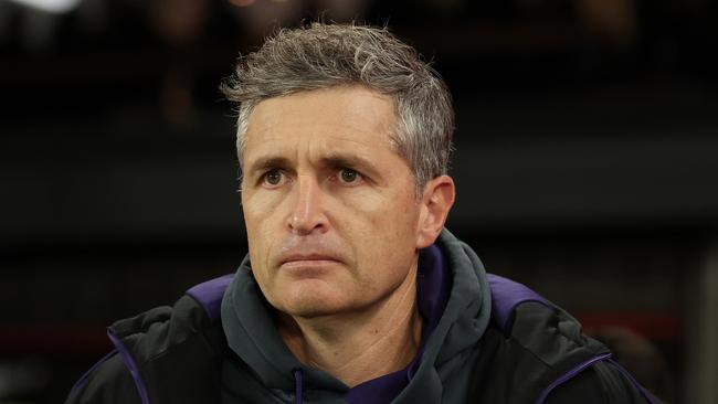 MELBOURNE, AUSTRALIA - MAY 18: Justin Longmuir, Senior Coach of the Dockers is seen during the round 10 AFL match between Euro-Yroke (the St Kilda Saints) and Walyalup (the Fremantle Dockers) at Marvel Stadium, on May 18, 2024, in Melbourne, Australia. (Photo by Robert Cianflone/Getty Images)