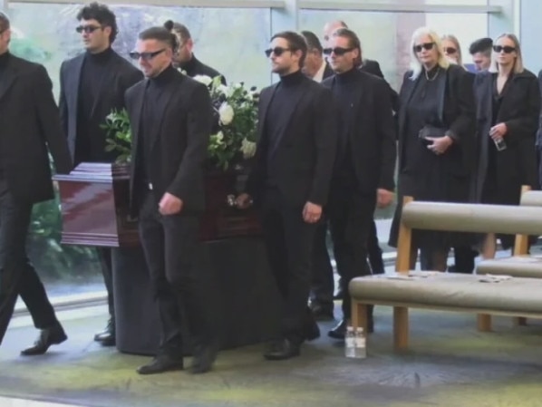 The Funeral of former Fremantle player Cam McCarthy . Picture 9 News