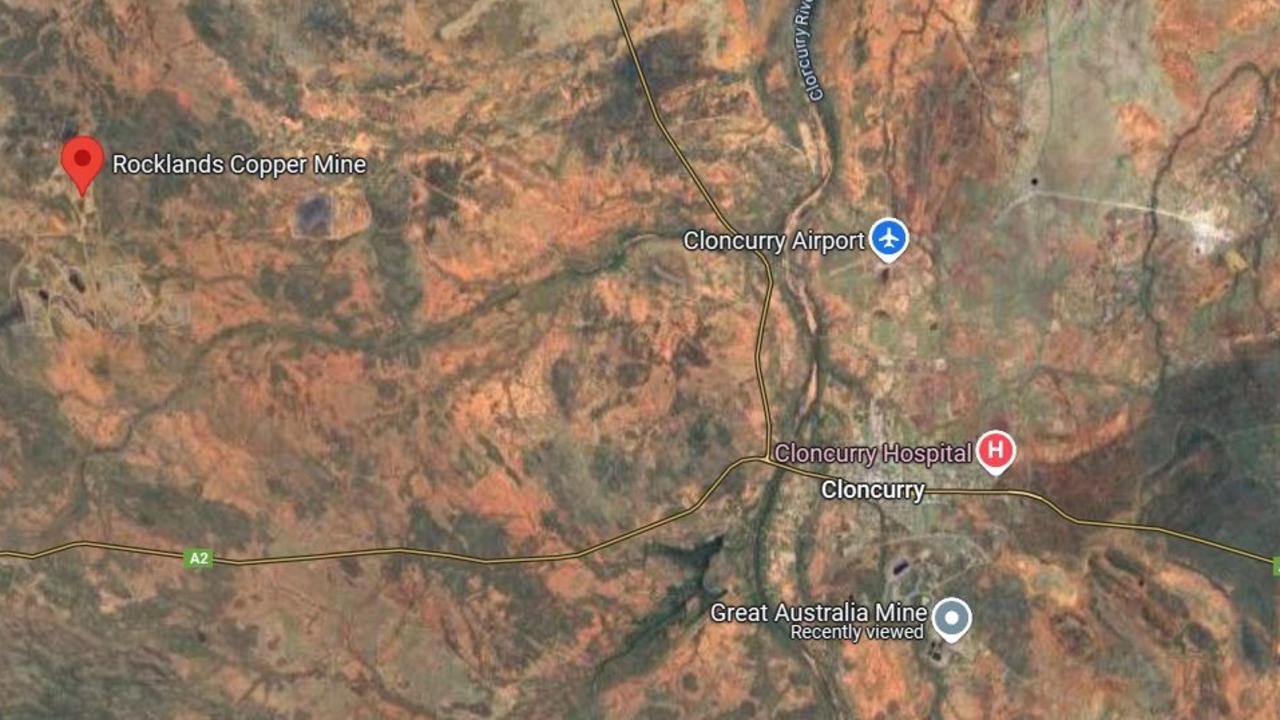 A Google Map satellite picture overlooking Rocklands Copper Mine and True North Copper's Cloncurry Copper Project, formerly the Great Australia Mine, in proximity to Cloncurry.