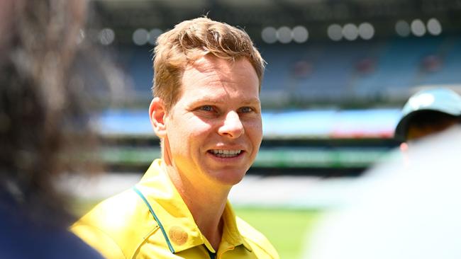 Steve Smith speaks to the media as captain of the Australian one-day side. Picture: Getty