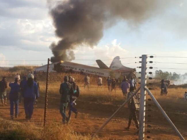 The vintage Convair C-131D aircraft crashed into a field in South African capital Pretoria.