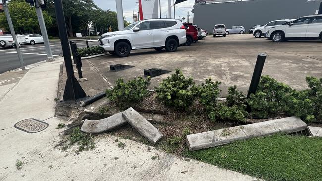 The scene at Wide Bay Toyota at the corner of Lennox and Alice streets in Maryborough.