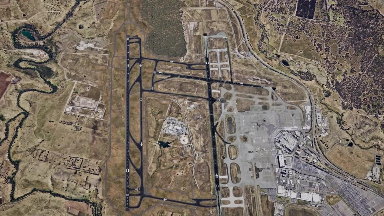 A view of Melbourne airport with the proposed third runway running next to the north-south strip. Picture: Supplied