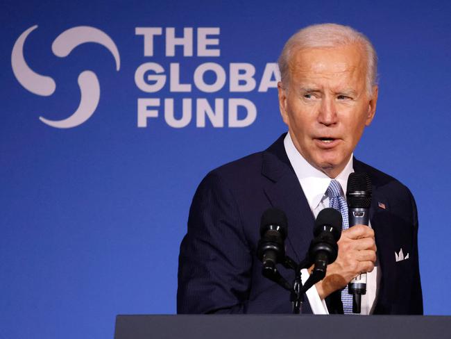 US President Joe Biden speaks at the Global Fund's Seventh Replenishment Conference in New York City on September 21, 2022. - The Global Fundâs Seventh Replenishment Conference brings together governments, civil society, and the private sector to take bold action toward the fight against HIV/AIDS, tuberculosis and malaria. (Photo by Ludovic MARIN / AFP)