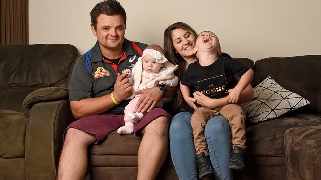 Justine Gatt, 29, with partner Buddy Isbister with their two children Levi, 3, and Saydi, 3 months, live in a three-bedroom home in Brookfield near Melton in Victoria and recently refinanced their mortgage to save.