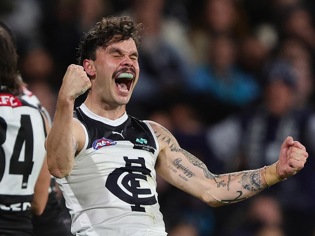 The Blues kicked away in the final term. (Photo by Sarah Reed/AFL Photos via Getty Images)