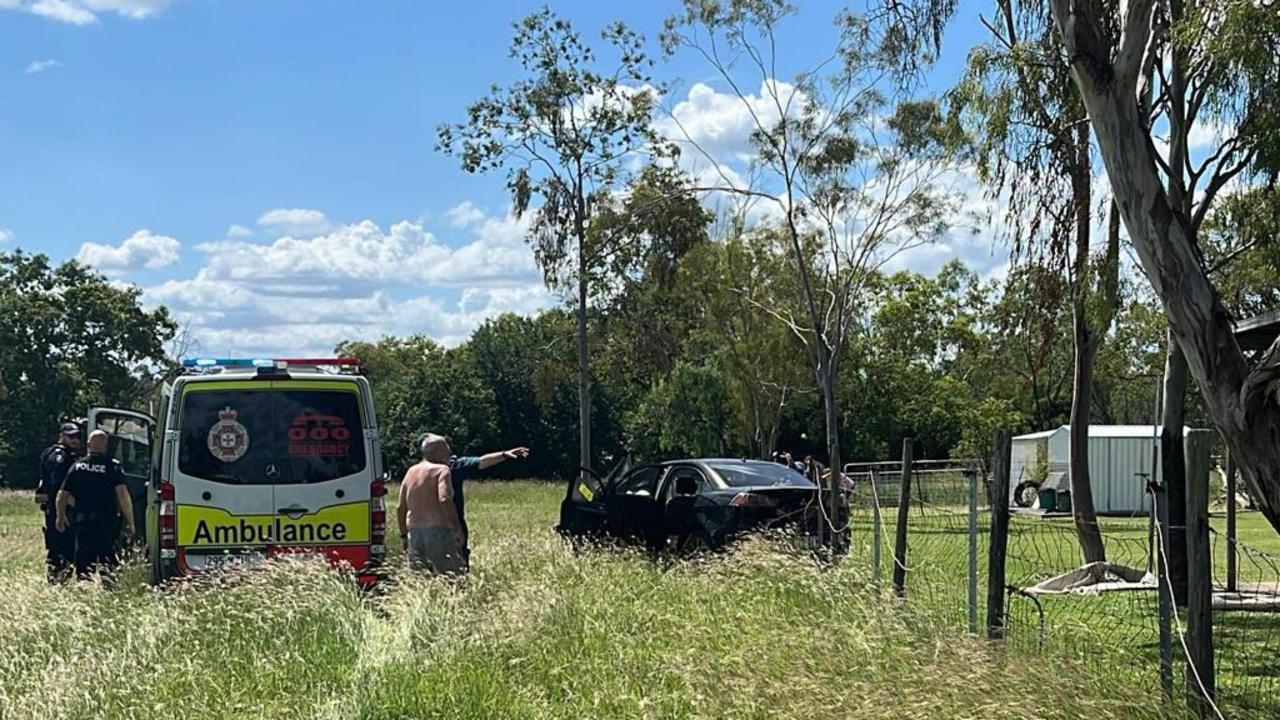 Emergency services respond to reports of car into a paddock