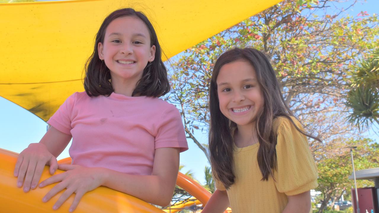 Sophia, 10, and Ava Carza, 6, from Hervey Bay at Yeppoon Foreshore.