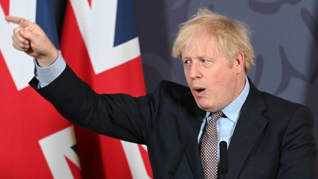 British Prime Minister Boris Johnson updates the nation on the post-Brexit trade agreement on Christmas Day (AEDT) inside 10 Downing Street in London. Picture: AFP