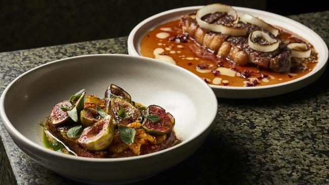 Halloumi and wagyu dishes at Sol Rooftop in Adelaide. Picture: Matt Loxton