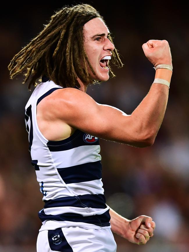 The real Gryan Miers celebrates a goal. Picture: Getty Images 