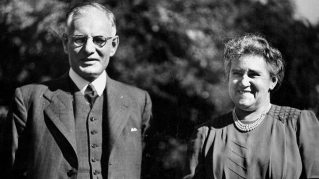 Prime Minister John Curtin with his wife Elsie circa 1945.