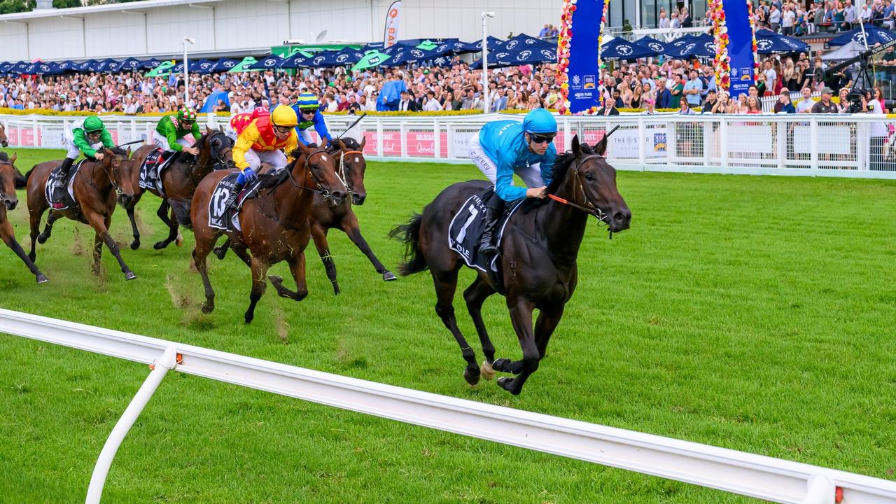 O'Ole winning the rescheduled Gold Coast Magic Millions in January during a twilight timeslot. Picture: Magic Millions (Facebook)