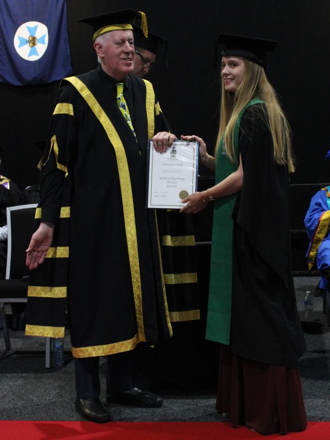 Loretta Corfield graduated with a Bachelor of Physiotherapy (Honours) at the CQUniversity graduation ceremony in Bundaberg on December 14, 2023.