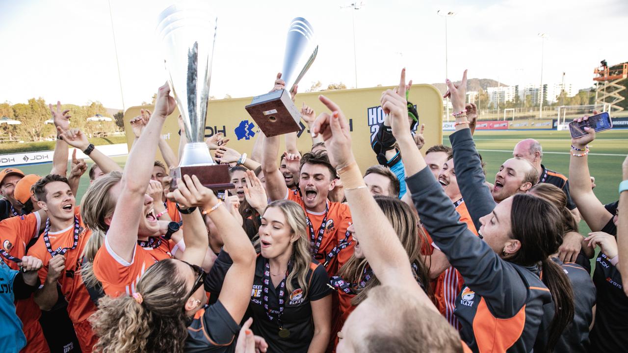 Brisbane have completed a Hockey One clean sweep, taking home the trophies for the Men’s and Women’s finals. Picture: Supplied.