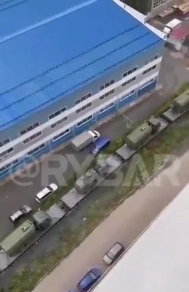 A supply train was filmed moving through a town in central Russia, possibly in a 'signal to the West'.