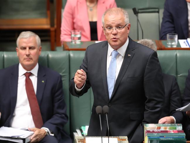 PM Scott Morrison during Question Time in the House of Representatives Chamber at Parliament House in Canberra. Picture Kym Smith