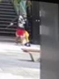 A man is seen exiting Foot Locker on Wednesday morning, he appears to be holding an axe after a robbery. Picture: Supplied