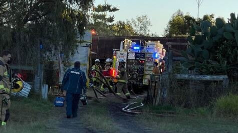 Firefighters at the scene of a blaze at Bidwill.