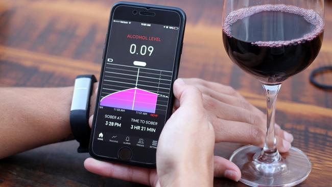 The Proof wristband from Milo Sensors tests alcohol molecules in your skin to detect your level of sobriety. Picture: Supplied