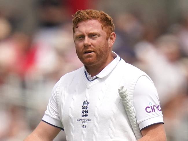 England's Jonny Bairstow appears frustrated after being run out by Australia's Alex Carey during day five of the second Ashes test match at Lord's, London. Picture date: Sunday July 2, 2023. (Photo by Adam Davy/PA Images via Getty Images)