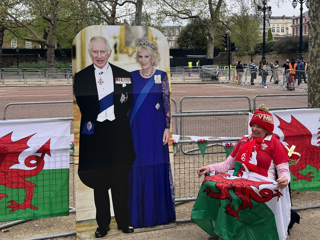 Royalist Anne Daley, from Wales, has found her spot along the procession route.