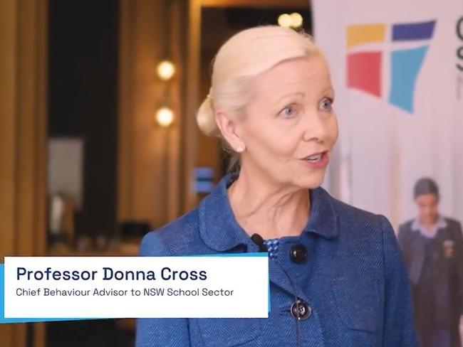 Professor Donna Cross in a promotional video for a Catholic Schools NSW event. Picture: X