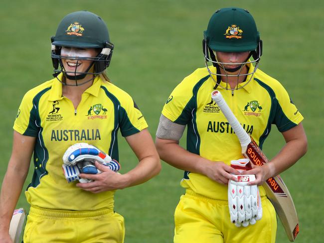 With Ellyse Perry at last year’s World Cup. Pic: Getty Images