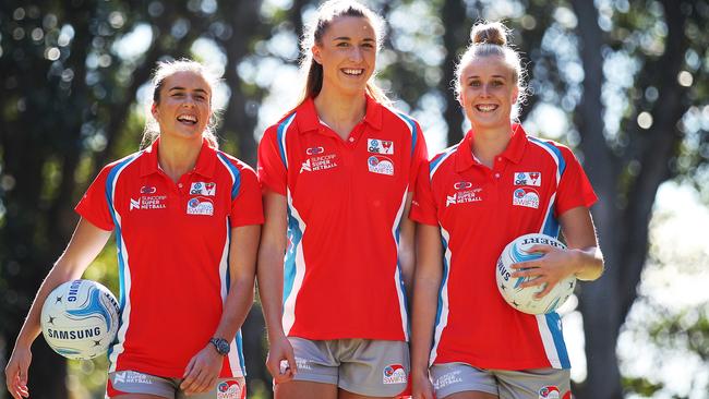 NSW Swifts netballers and flatmates Maddy Proud, Sarah Klau and Maddy Turner.