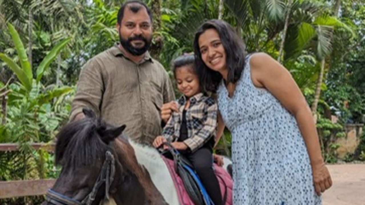 Tony Varghese with his wife and child. Picture: Supplied