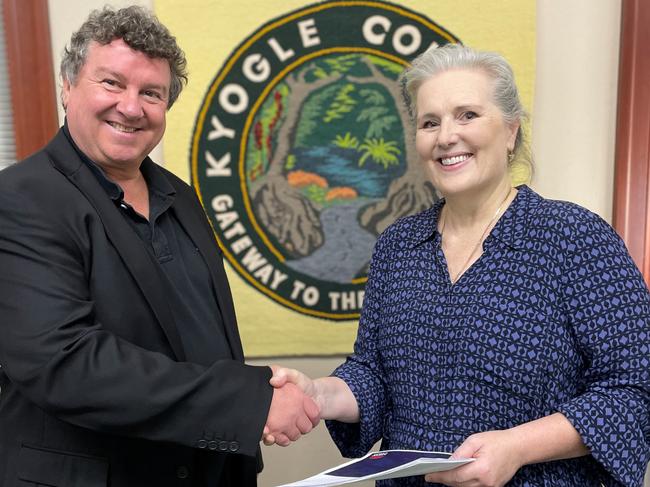 Kyogle Council's new general manager for the next five years, Marcus Schintler, left, with Mayor Danielle Mulholland.