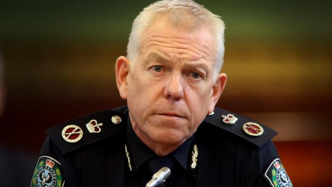 South Australian Police Commissioner Grant Stevens speaks at the South Australian parliamentary select committee’s ICAC hearing. Picture: Kelly Barnes