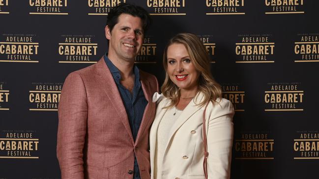 Glam Adelaide founder Kelly Noble with husband Steve Testar. Picture: Naomi Jellicoe