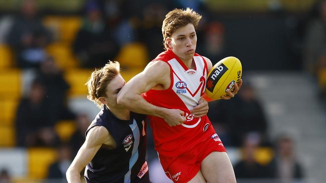 Harvey Gallagher caught the eye playing for the Young Guns team. Picture: Mike Owen/AFL Photos/via Getty Images