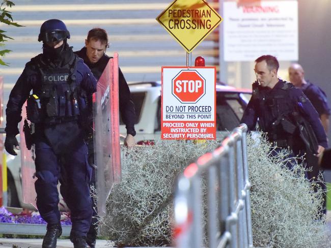The young offenders broke into the roof cavity at the Melbourne Youth Justice Centre, causing staff to flee. Picture: Tony Gough