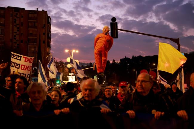 Relatives and supporters of Israeli hostages still held in the Gaza Strip rally in Jerusalem for their government to reach a deal for their release