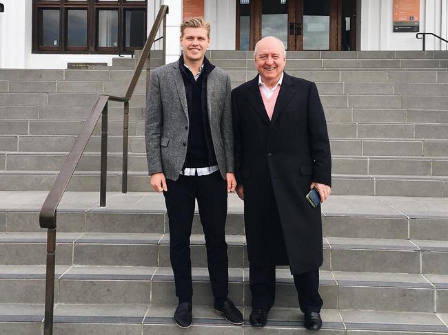 Jake Thrupp with Alan Jones in Canberra. Picture: Instagram