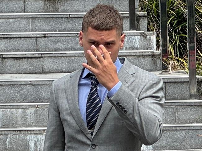 Woongarrah man Zayne Taki leaving Wollongong Local Court on Monday January 22 2024 during a hearing about a brawl in the Wollongong CBD about 1am March 12 2023. Taki charged with multiple offences including assault ABH. Picture: Dylan Arvela