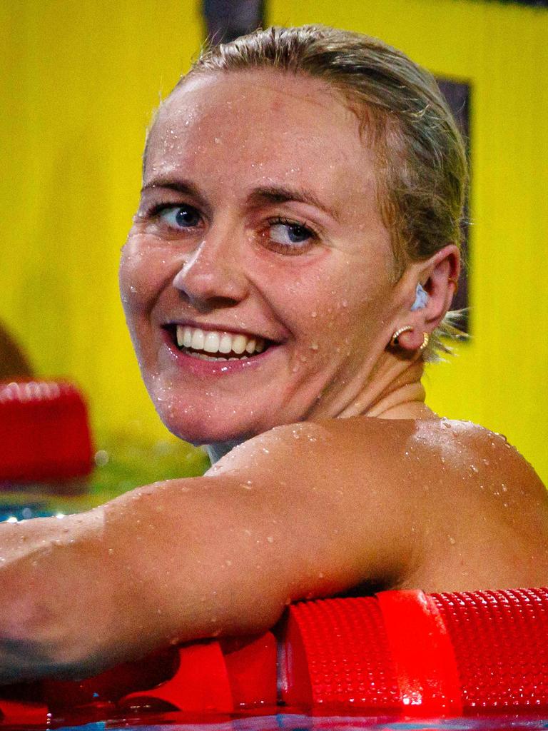 If Arnie can repeat the 200m-400m double she completed in Tokyo, she will surpass the achievements of every Australian swimmer who has come before her, including Dawn Fraser, Ian Thorpe and Shane Gould. Picture: Patrick Hamilton/AFP