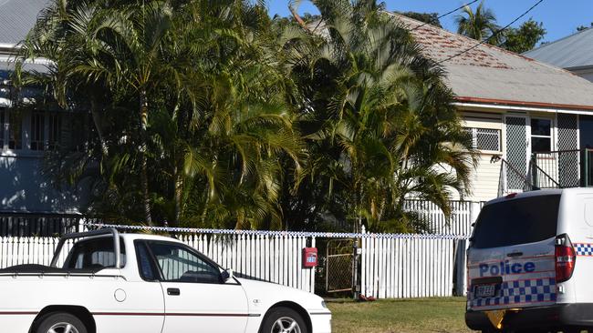 A crime scene was declared at an East St home on Saturday night after a stabbing in Rockhampton. Photo: Geordi Offord