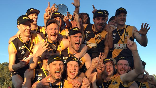 Albury, pictured celebrating its 2018 premiership, has recruited strongly. Picture: Supplied