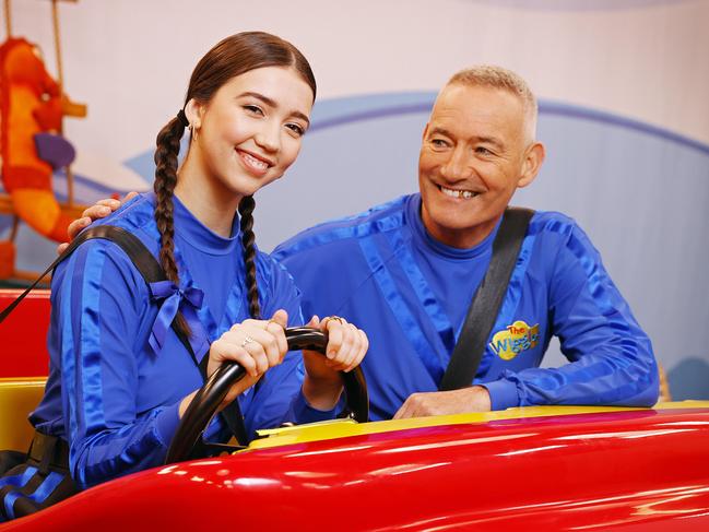 Anthony Field and his daughter Lucia pictured as she starts her journey as the second Blue Wiggle. Picture: Sam Ruttyn