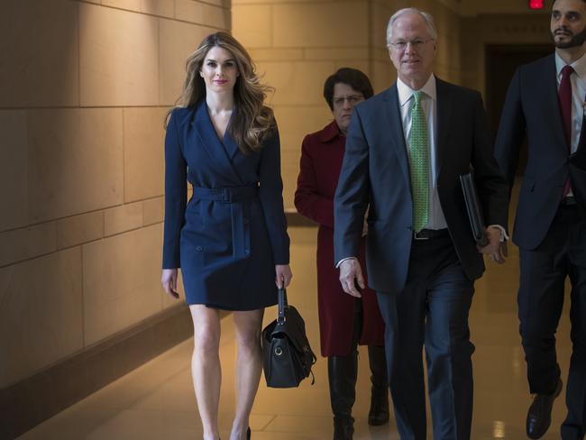 White House Communications Director Hope Hicks at the Capitol in Washington. Picture: AP