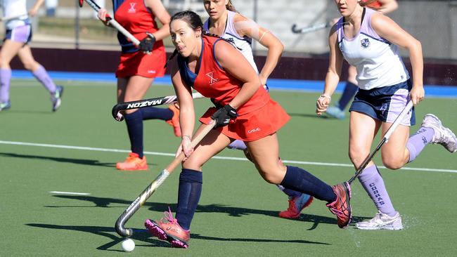 Ascot player Brooke Anderson in full flight. Commercial 1 vs Ascot 1 in the Hockey finals. Saturday 26, 2020. Picture, John Gass.